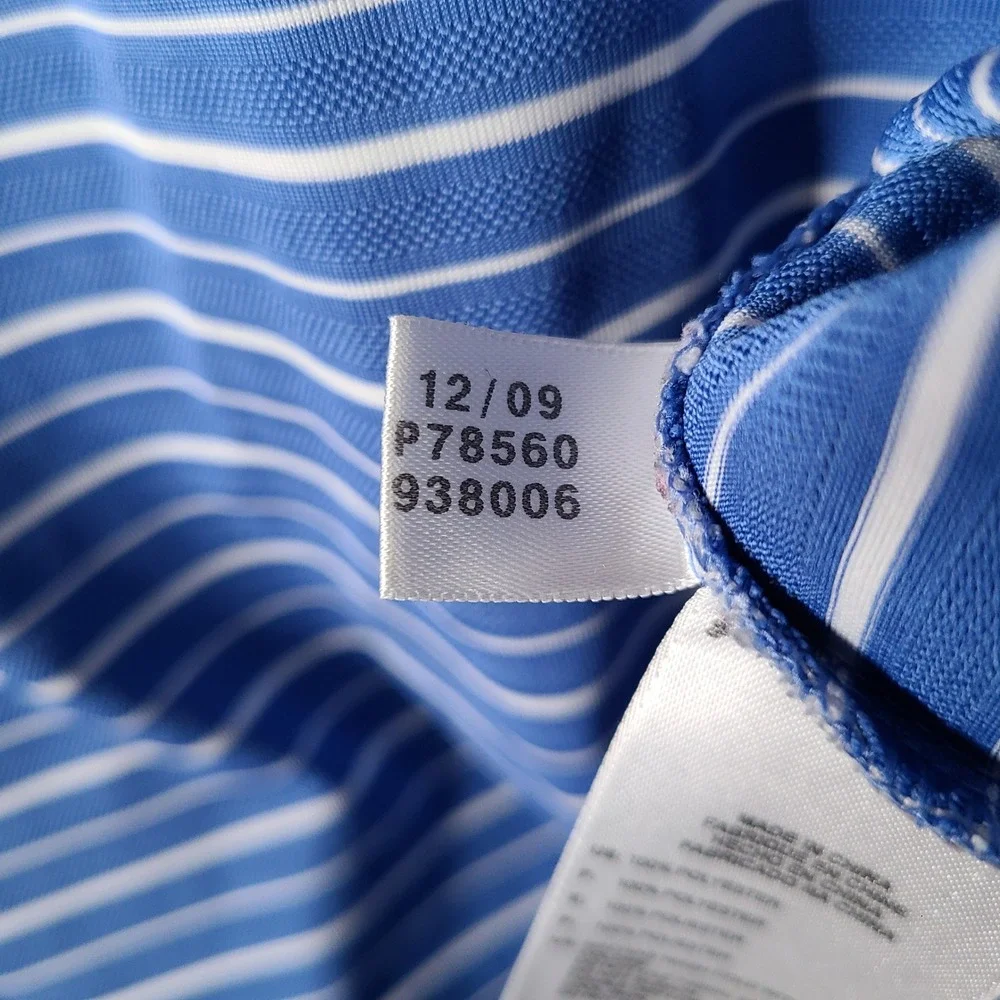 Adidas Shirt Men L Blue White Striped Golf Polo ClimaCool Audubon 1908 Polyester